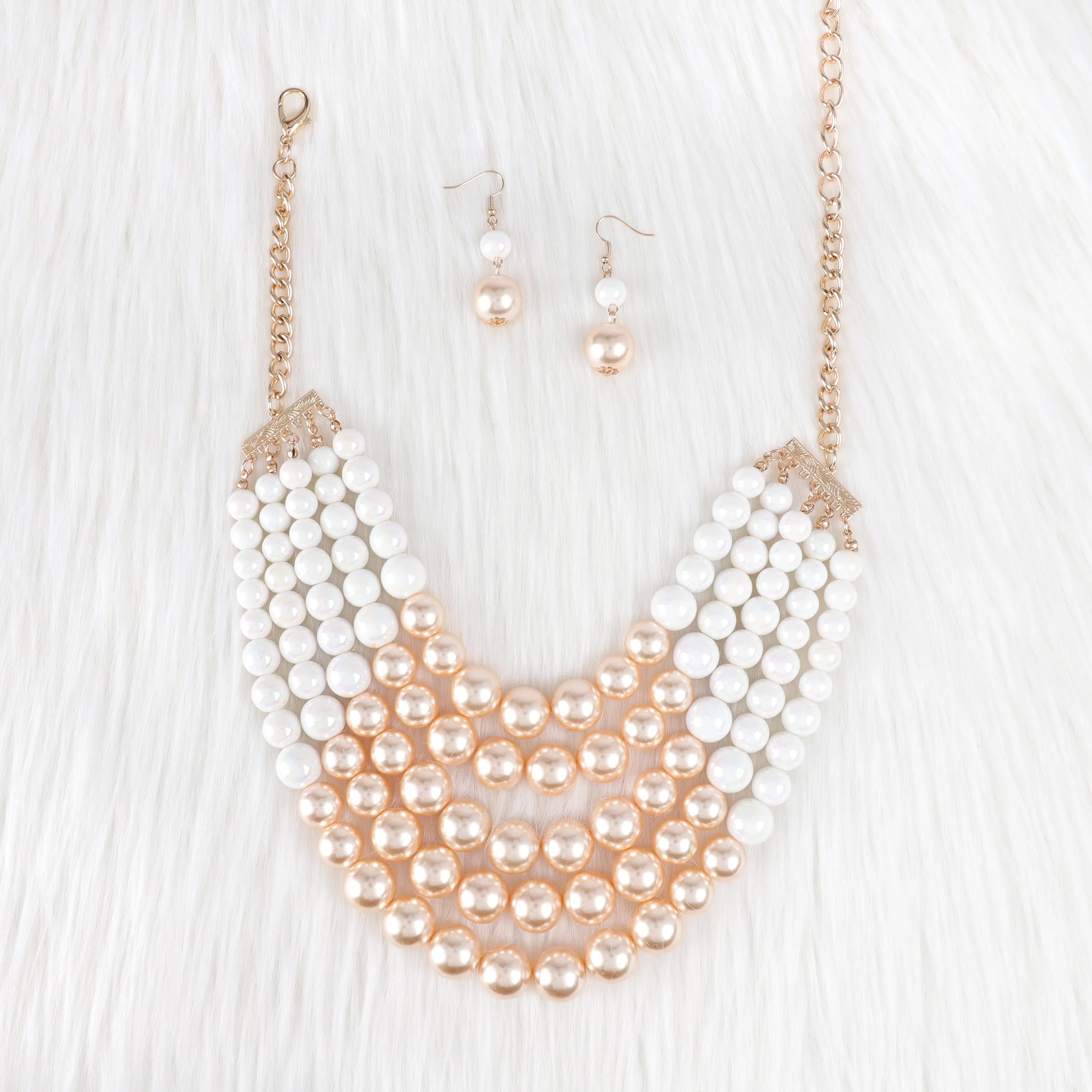 Josephine 5 Strand Pearl Necklace & Earring Set