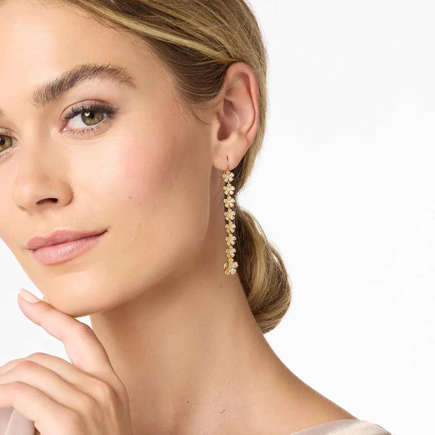 Julie Vos Laurel Tier Earring Gold Cubic Zirconia