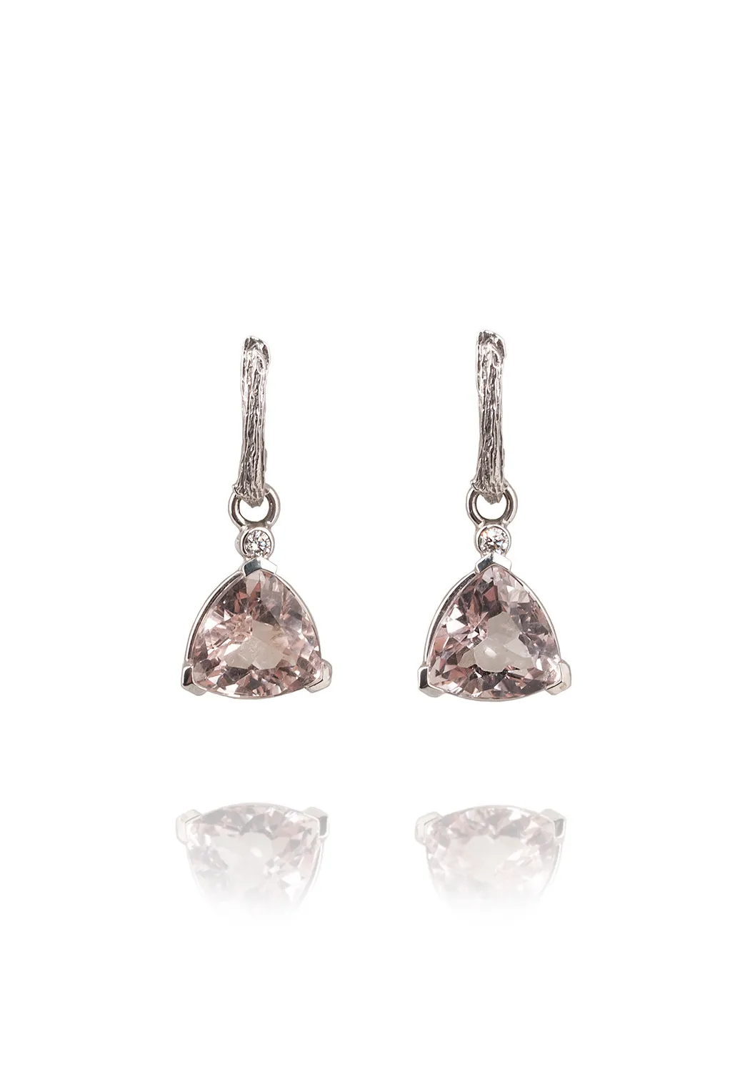 K. Brunini 18KWG Diamond & Blush Morganite Drop Earrings