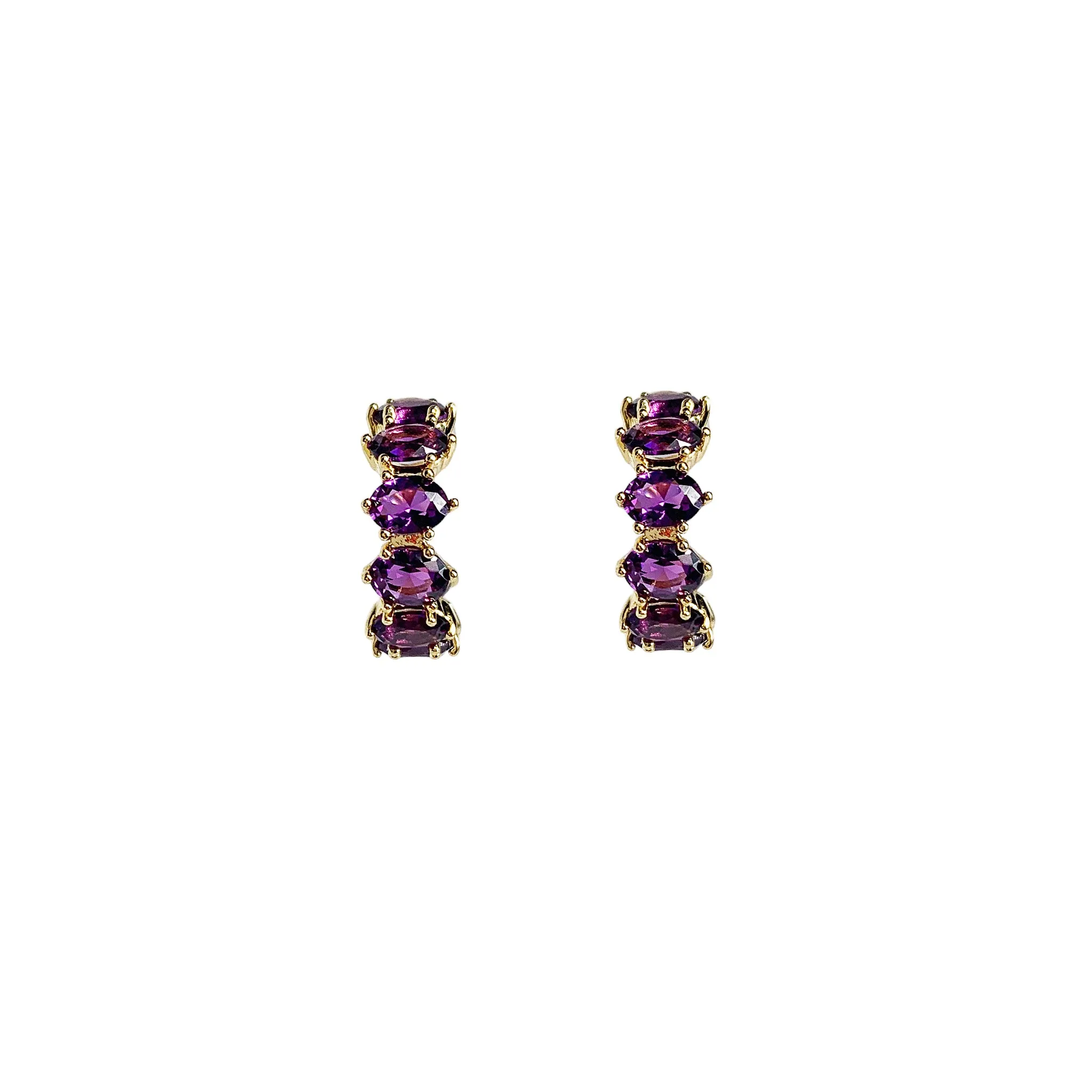 Kendra Scott Cailin Huggie Hoop Earrings in Purple Crystal and Gold Plated