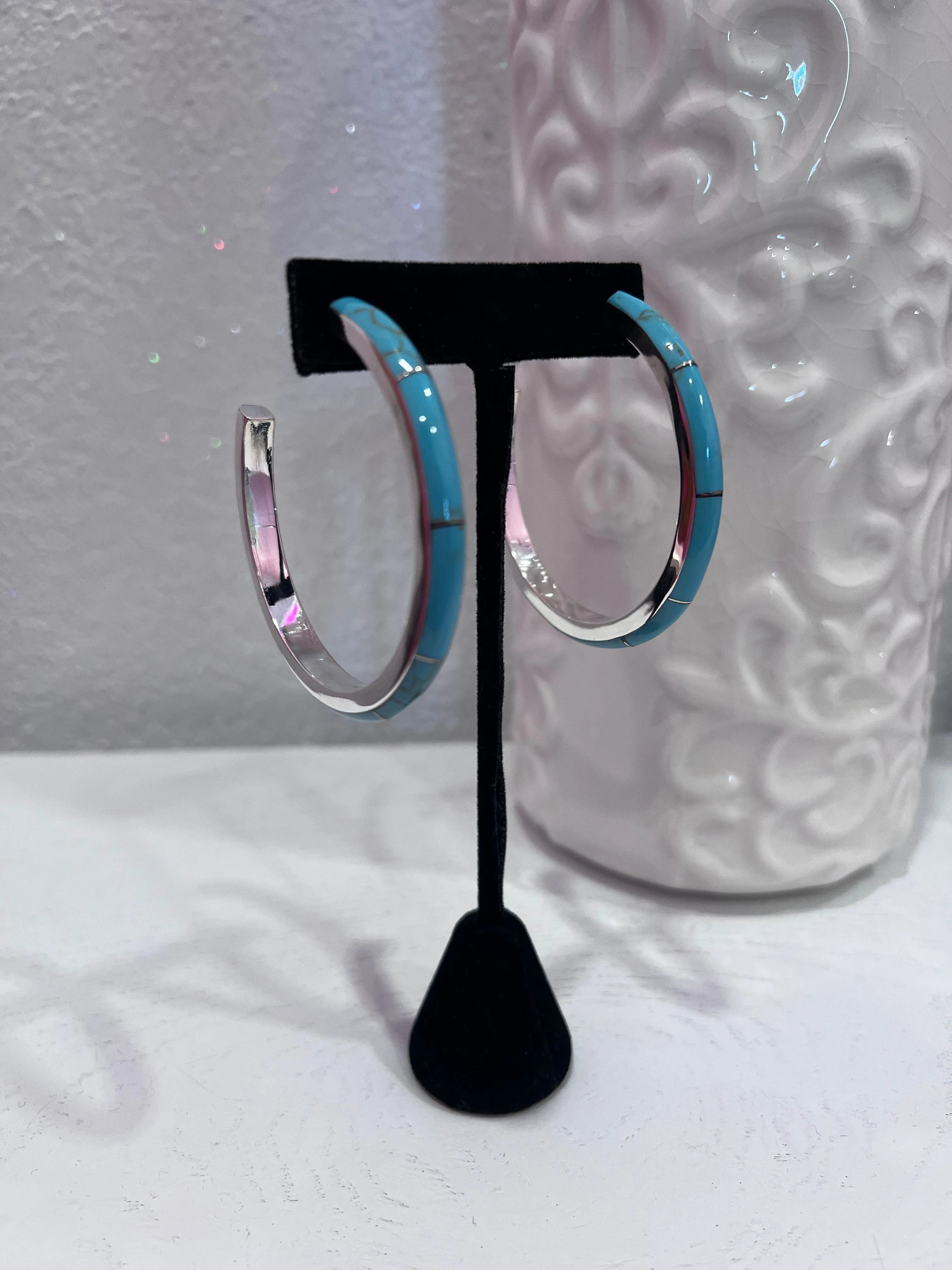 Large Kingman Turquoise Hoops