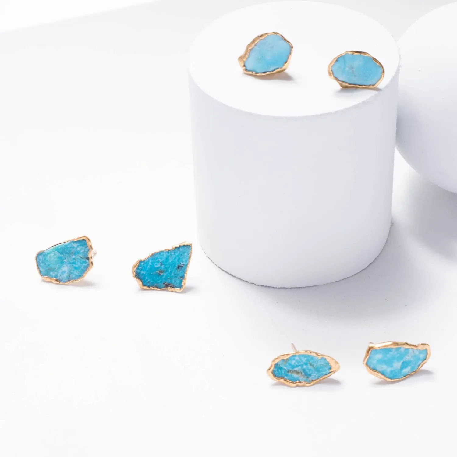 Large Raw Turquoise Stud Earrings