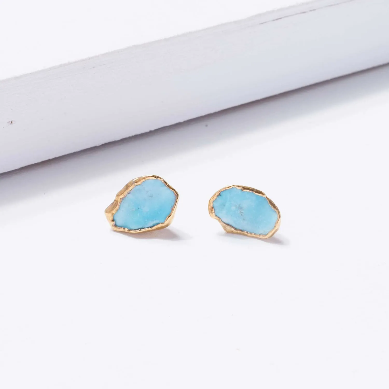 Large Raw Turquoise Stud Earrings