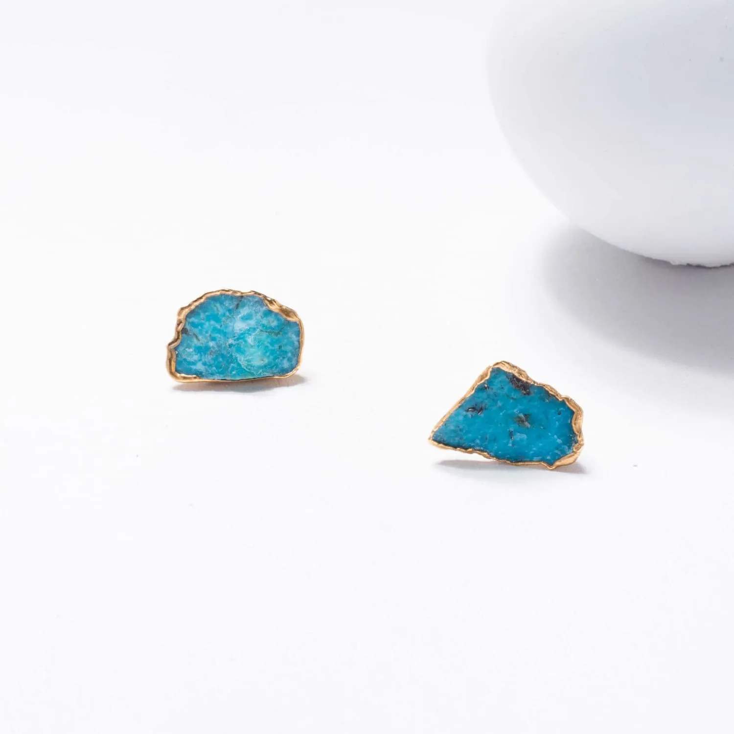 Large Raw Turquoise Stud Earrings