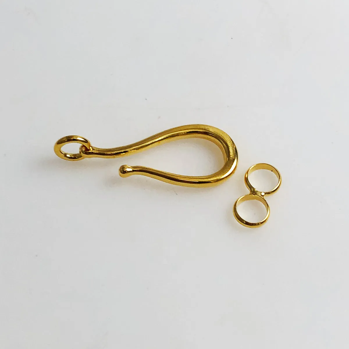 Large Vermeil Hook & Eye Clasp Sterling Gold