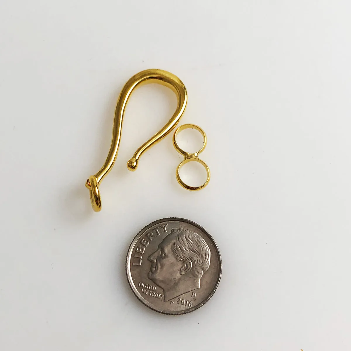 Large Vermeil Hook & Eye Clasp Sterling Gold