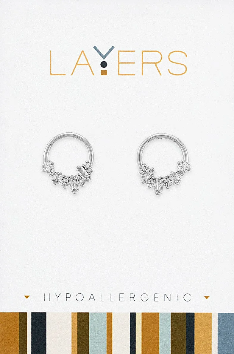 Layers Silver Crystal Cluster Hoop Hypoallergenic Earrings: Stylish Comfort for Sensitive Ears