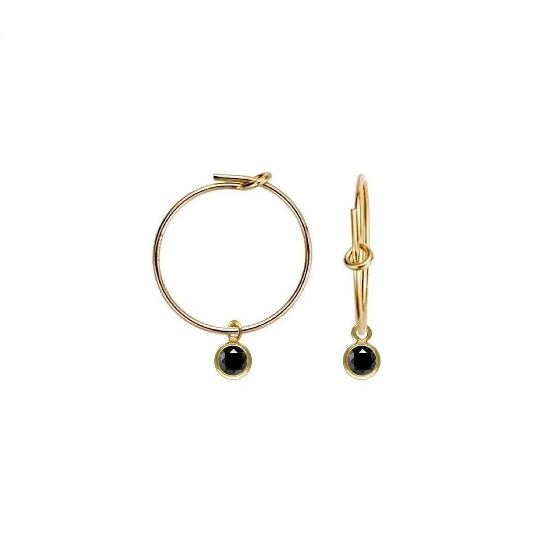 Little Black Bezel Hoop Earrings