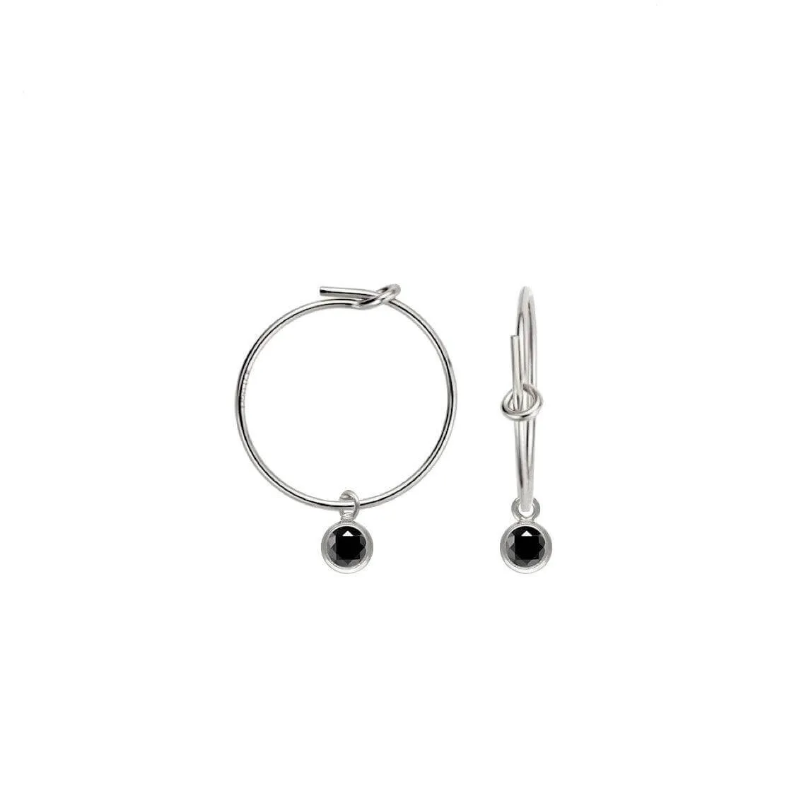 Little Black Bezel Hoop Earrings