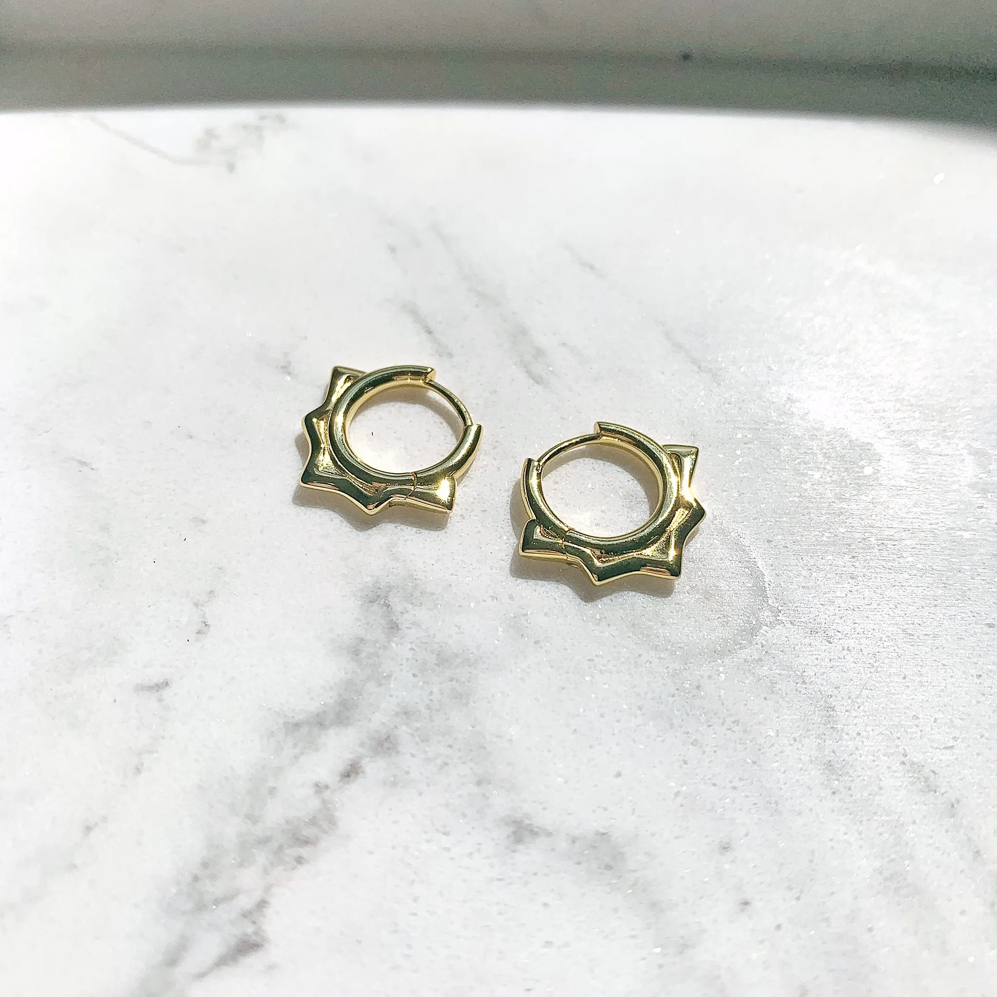 Luv Aj Dainty Spike Huggie Hoop Earrings in Polished 14k Gold Plated