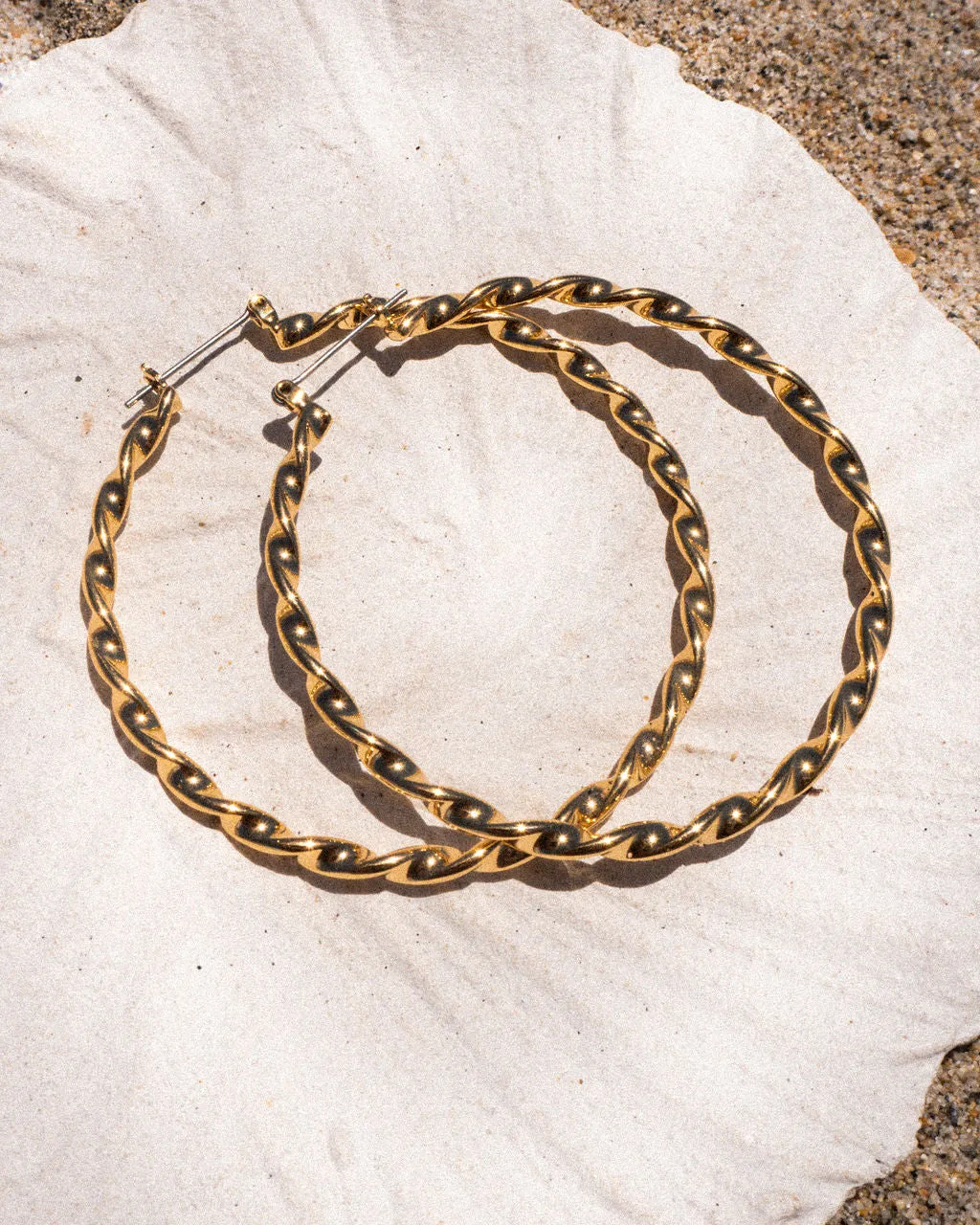 Luv Aj Hanalei Twisted Hoop Earrings in Polished 18k Gold