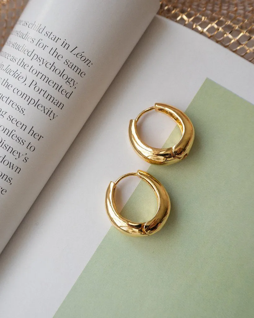 Luv Aj Marbella Teardrop Hoop Earrings in Polished Antique 14k Gold Plated