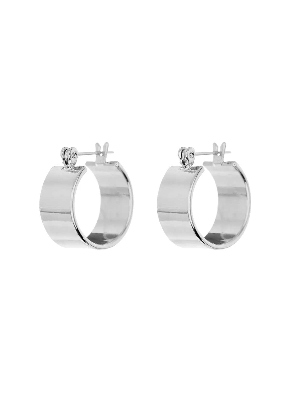 Luv Aj Positano Flat Wide Hoop Earrings in Polished Antique Silver Plated