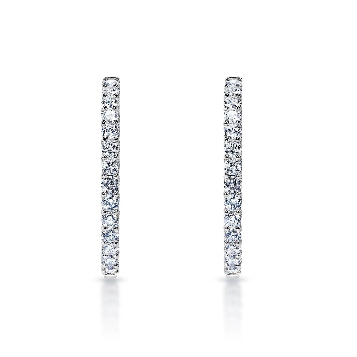 Melany 13 Carat Round Brilliant Diamond Hoops Earrings in 14k White Gold