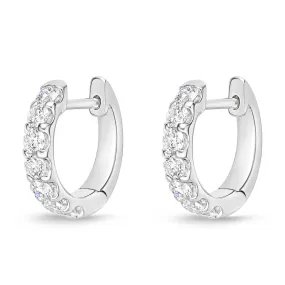 Memoire 18k White Gold 12MM Odessa Diamond Hoop Earrings