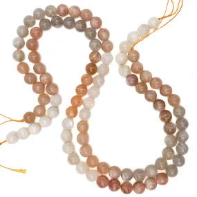 Moonstone Multi 8mm Smooth Rounds Bead Strand