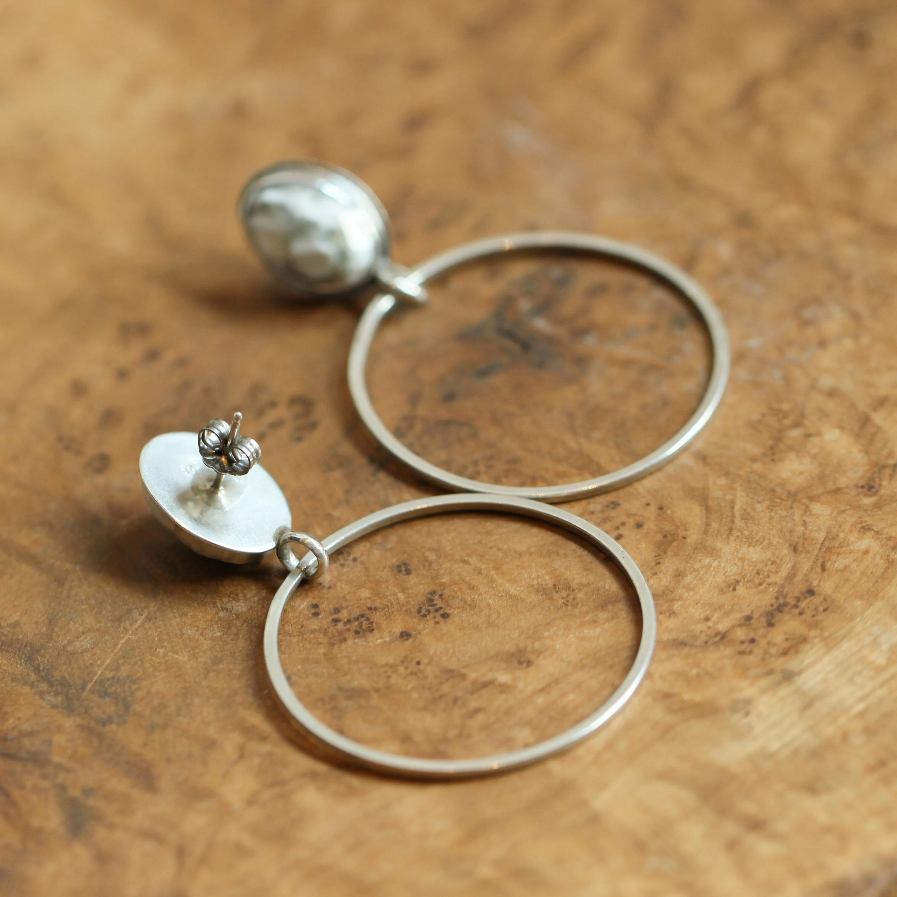 Ocean Jasper Hoops - Ocean Jasper Earrings - Sterling Silver Hoops - Ocean Jasper Post Hoops