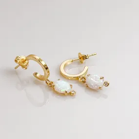 Opal Hoop oval Earrings