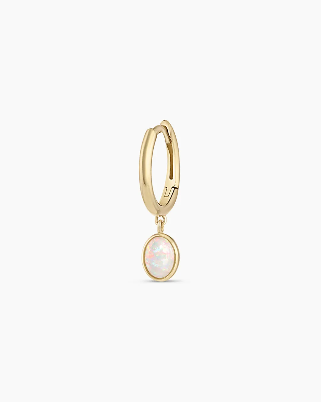 Opal Oval Charm Huggies