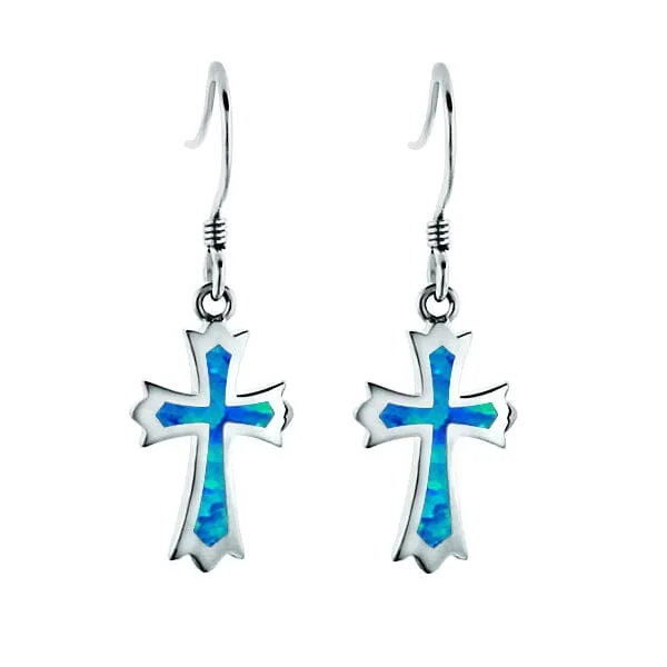 Opal Regal Cross Hook Earrings