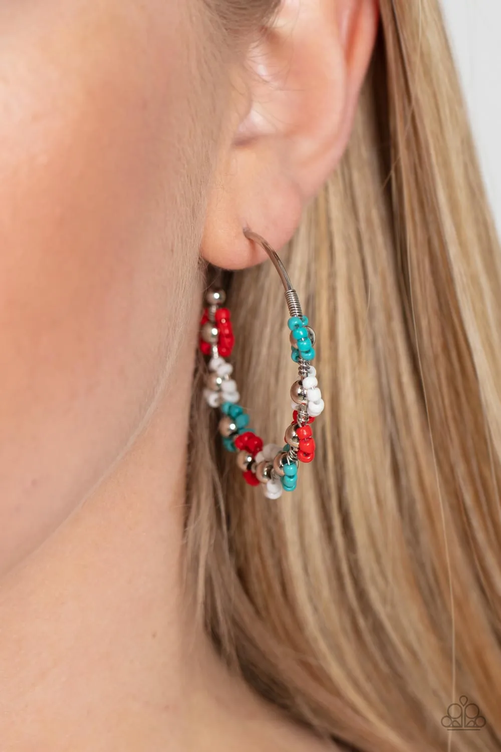 Paparazzi Growth Spurt - Red Hoop Floral Earrings