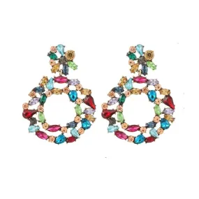 Party Oversize Colorful Luxury Crystal Dangle Earrings