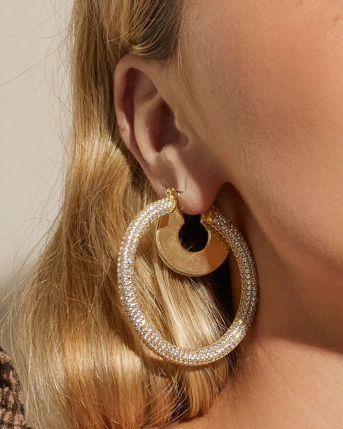 Pave Amalfi Hoops- Gold