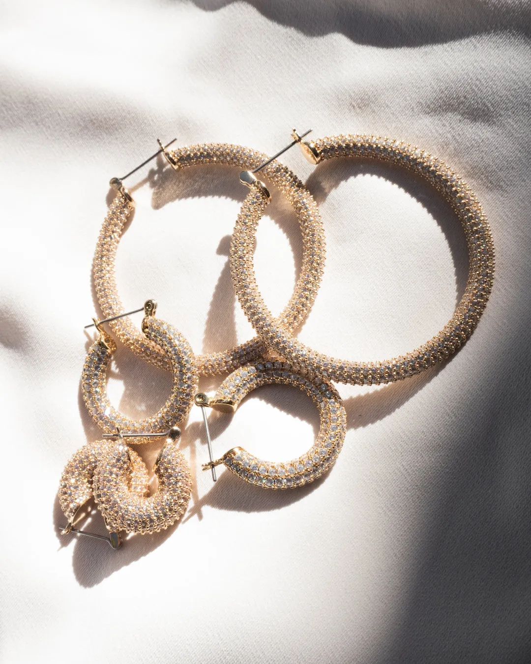 Pave Amalfi Hoops- Gold