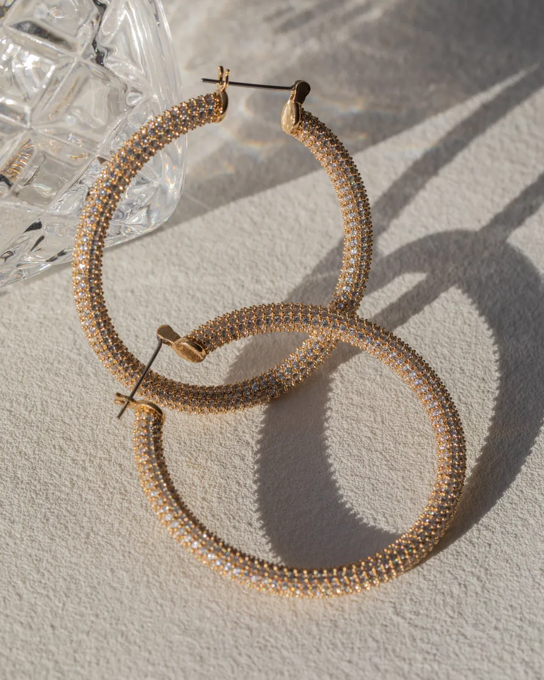 Pave Amalfi Hoops- Gold