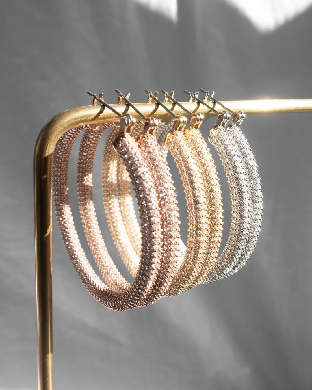 Pave Amalfi Hoops- Gold