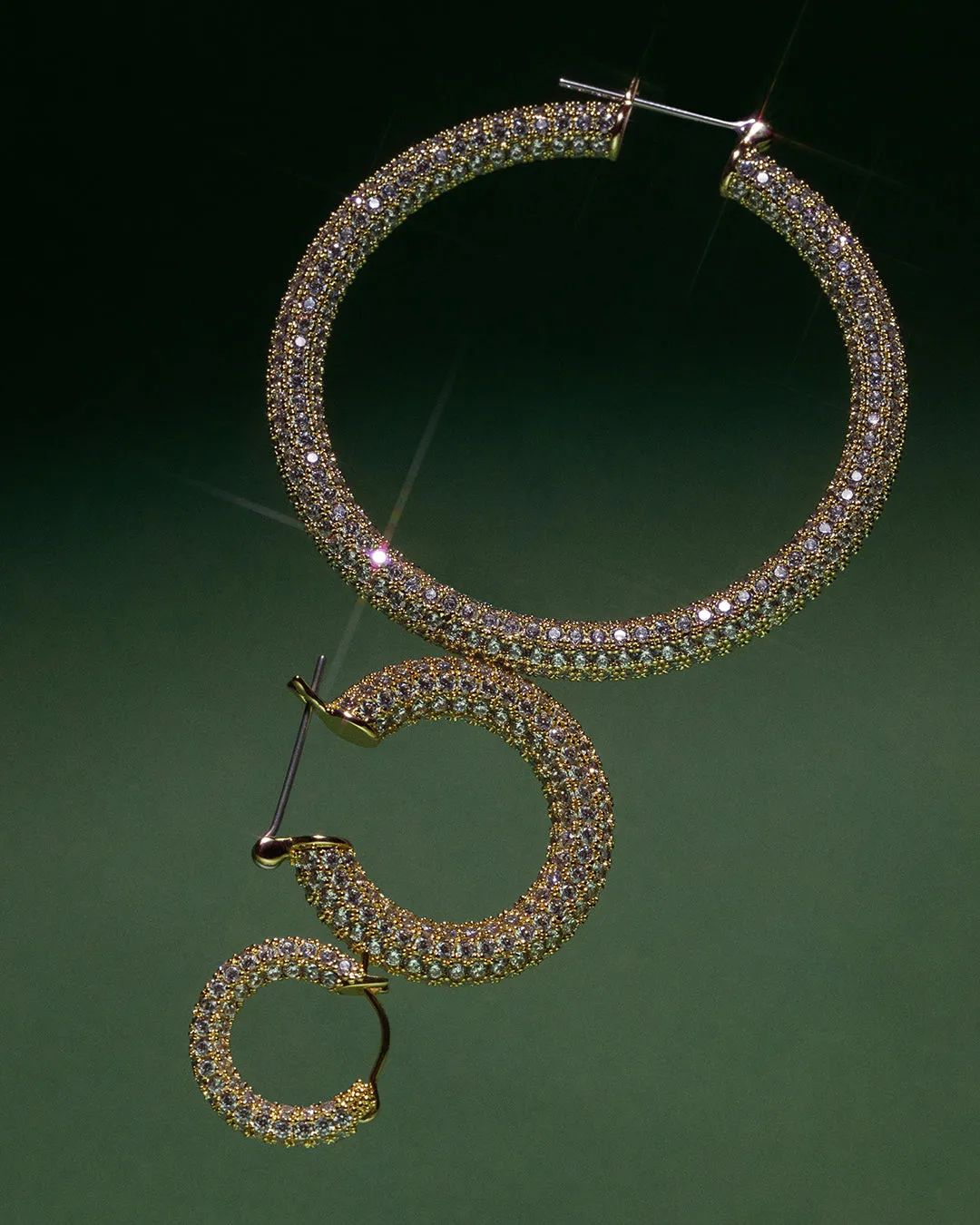 Pave Amalfi Hoops- Gold