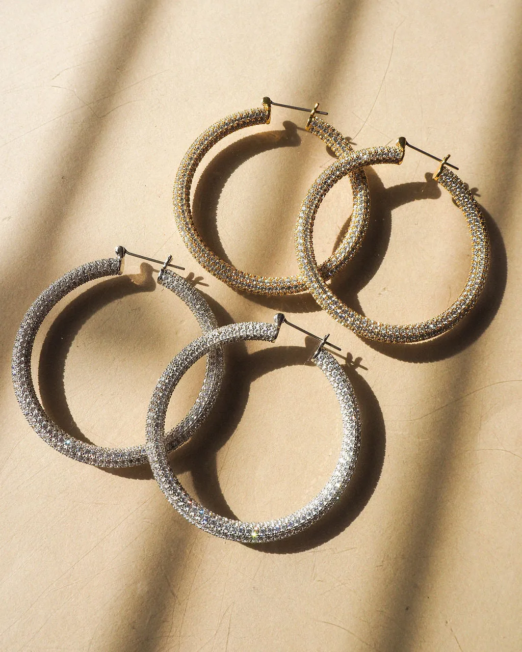 Pave Amalfi Hoops- Gold