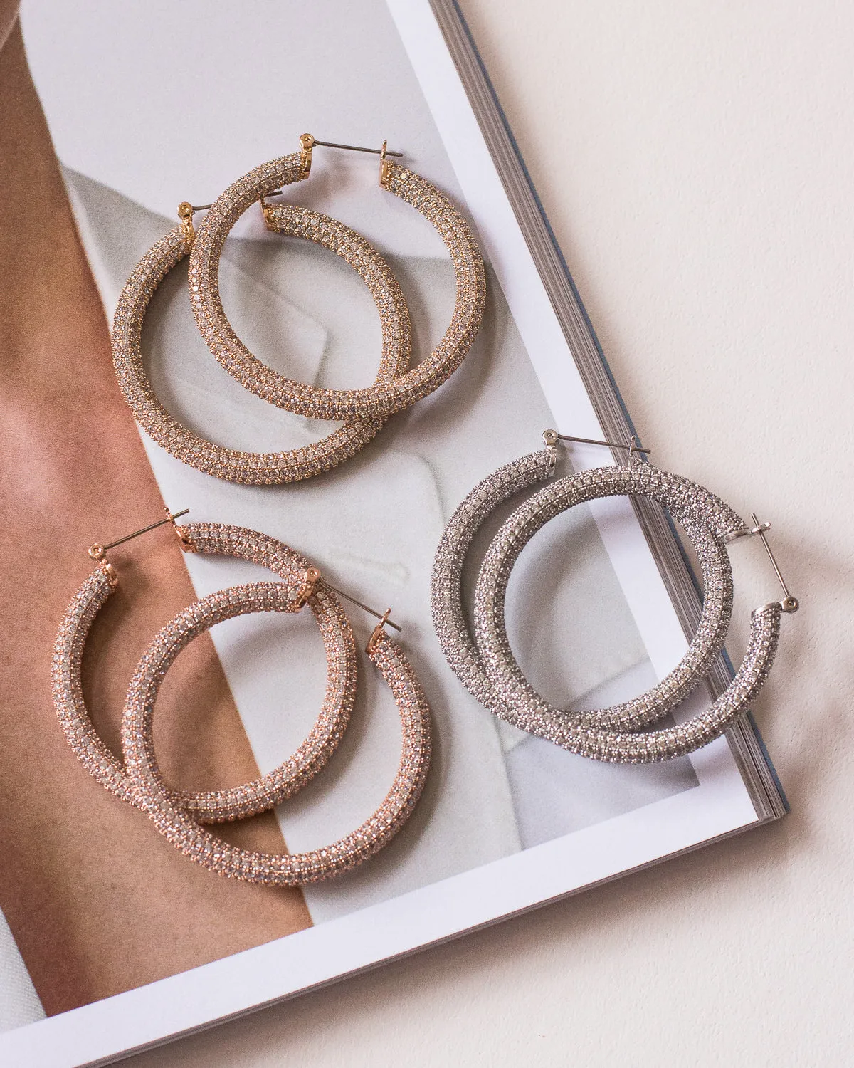 Pave Amalfi Hoops- Gold