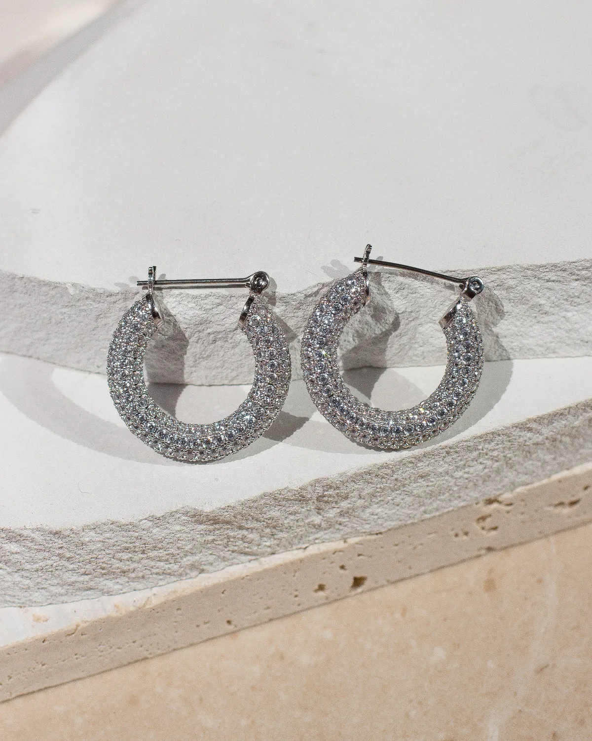 Pave Baby Amalfi Hoops- Silver