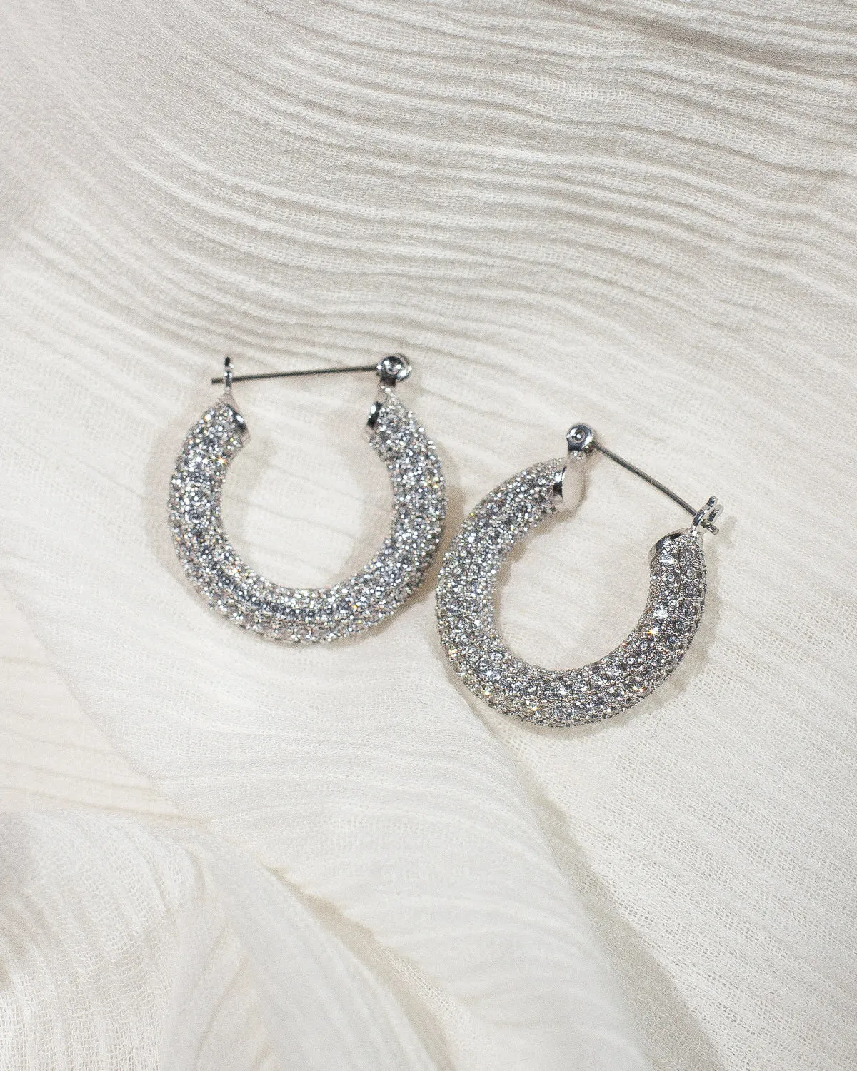 Pave Baby Amalfi Hoops- Silver