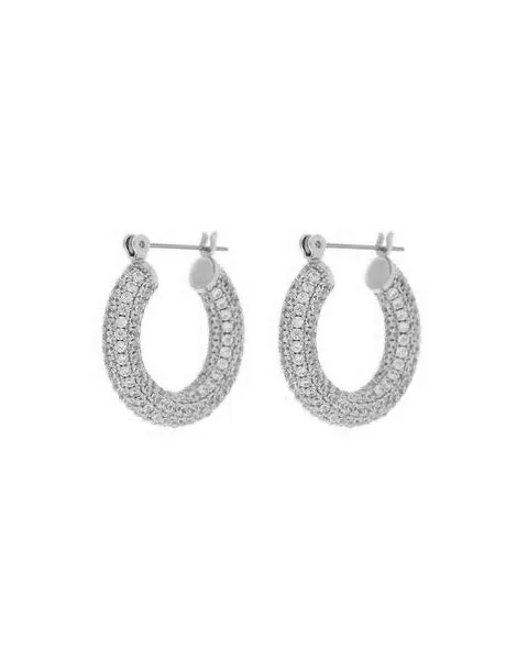 Pave Baby Amalfi Hoops- Silver