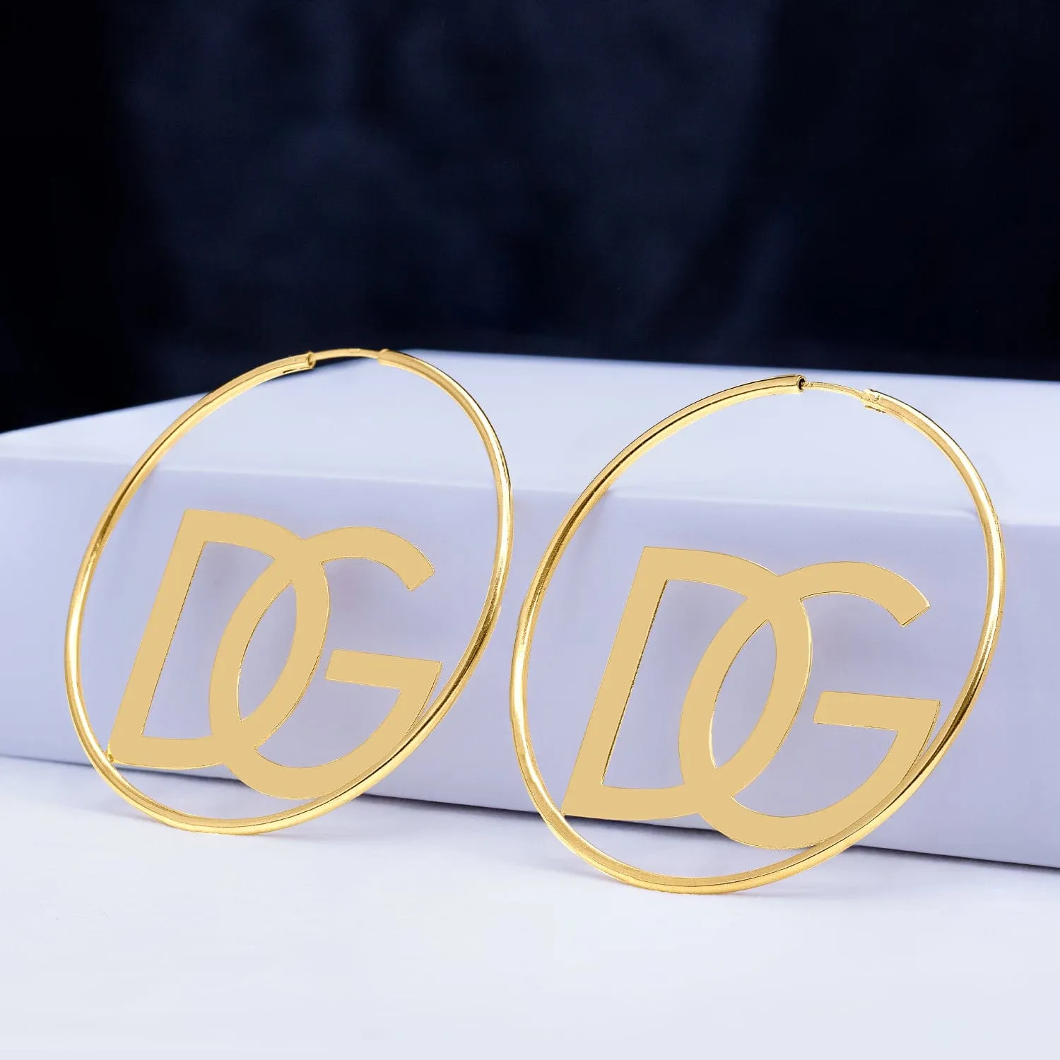 Personalized Two Initials Hoop Earrings