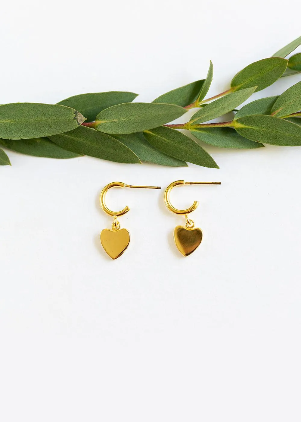 Petite Charm Hoops | Gold Heart