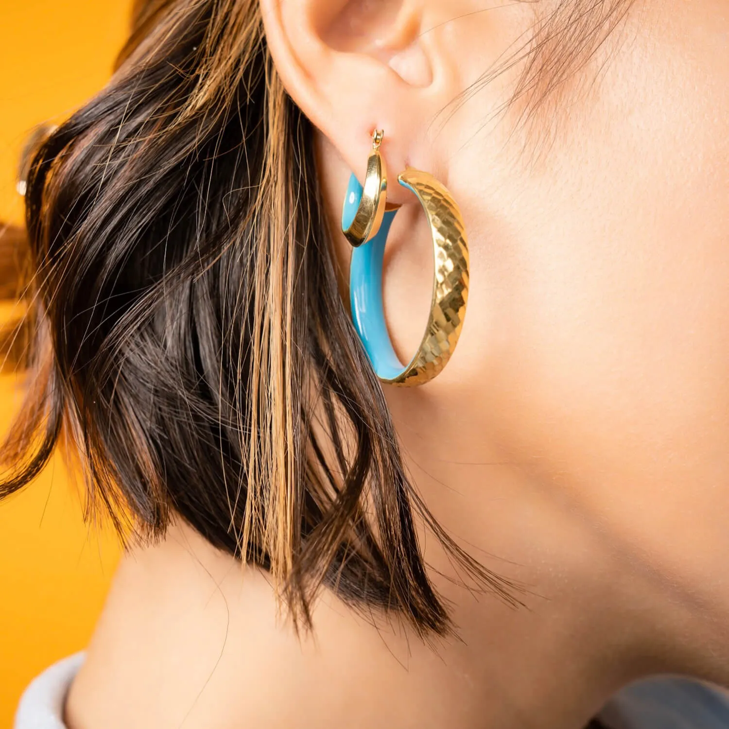 Petite Enamel Slope Huggie Hoop Earrings