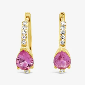 Pink Sapphire & Diamond Huggie Earrings