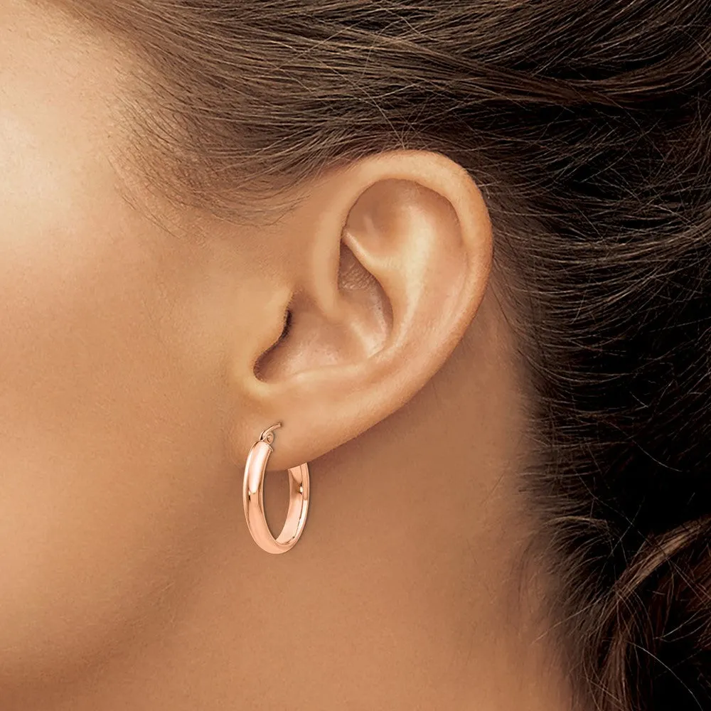 Polished Oval Tube Hoop Earrings in 14k Rose Gold