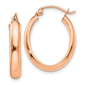 Polished Oval Tube Hoop Earrings in 14k Rose Gold