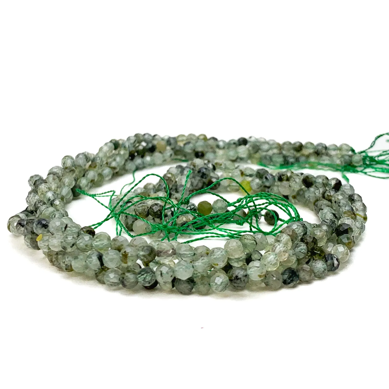 Prehnite 4mm Faceted Rounds Bead Strand