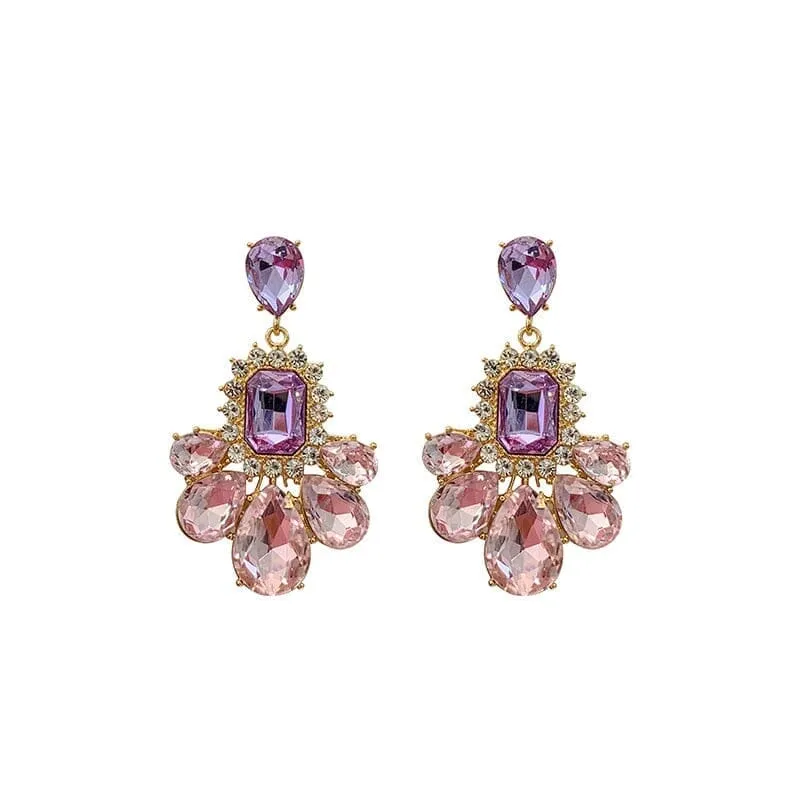 Pretty Elegant Amethyst Crystal Drop Earrings