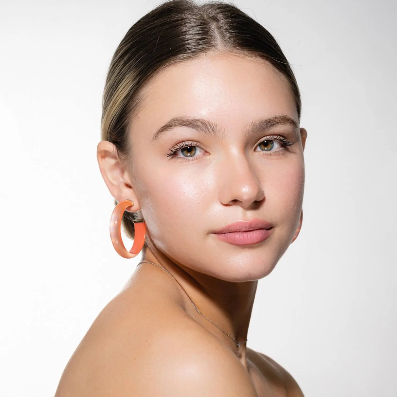 Rave Lucite Hoop Earrings in Orange