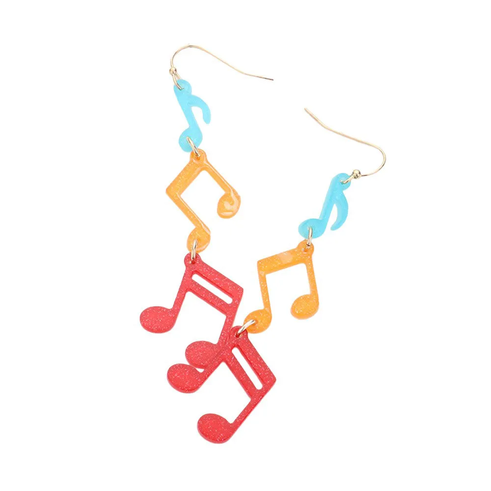 Resin Music Note Link Dropdown Earrings