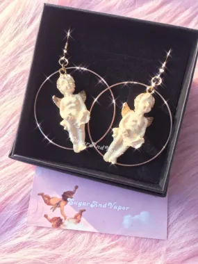 Retro Angel Cherubs Hoops Earrings