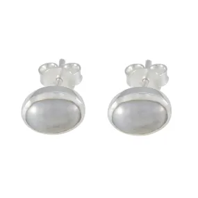 Riyo Drop-Dead Gorgeous Sterling Silver Earring For Girl Pearl Earring Bezel Setting White Earring Stud Earring