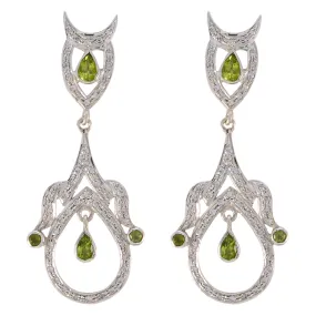 Riyo Foxy 925 Sterling Silver Earring For Sister Peridot Earring Bezel Setting Green Earring Jhumka Earring