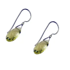 Riyo Genuine Gems pear Checker Yellow Lemon Quartz Silver Earrings gift for b' day